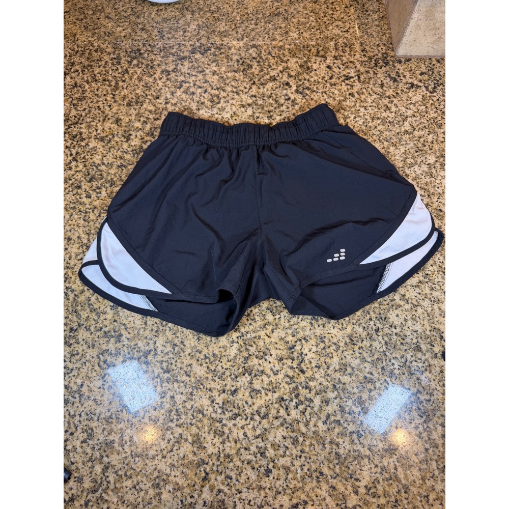 BCG Running Womens XS Black White‎ Athletic Gym Shorts Elastic Waist